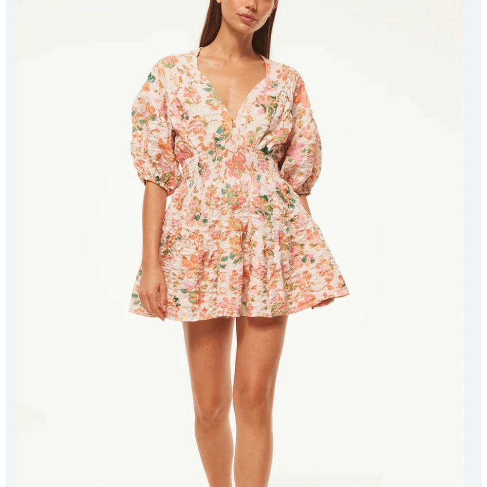 New $280 MISA Los Angeles Designer Romantic Feminine‎ Tiered Floral Dress Sz XS